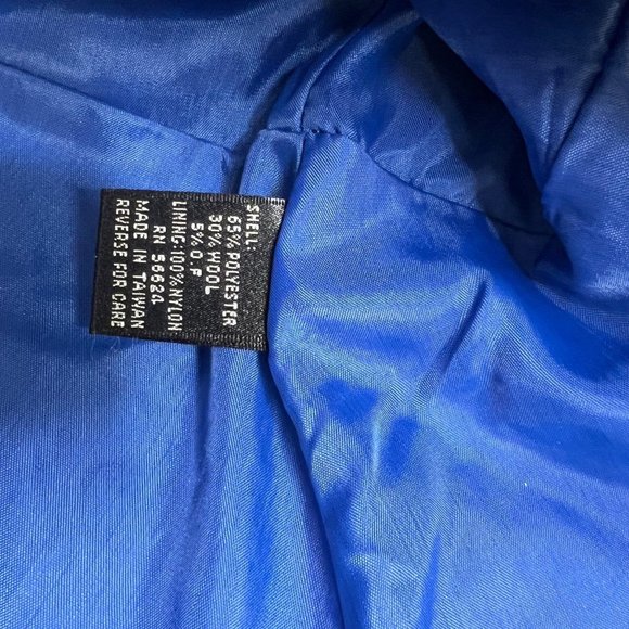 Vintage 80s Angie Monoco Blue Wool Blazer Size Medium - Picture 4 of 9